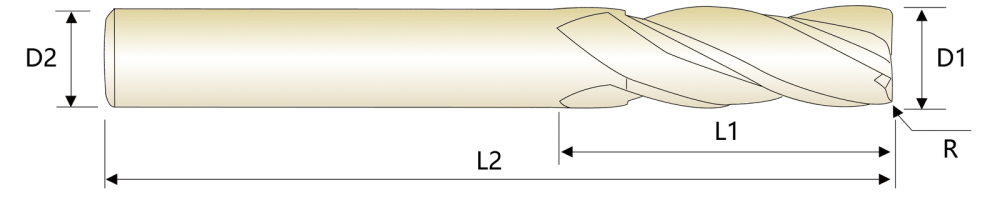 Фреза угловая радиусная концевая для аллюминия HRC55