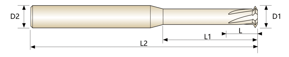 Фреза для резьбы с 1 рядом для алюминия