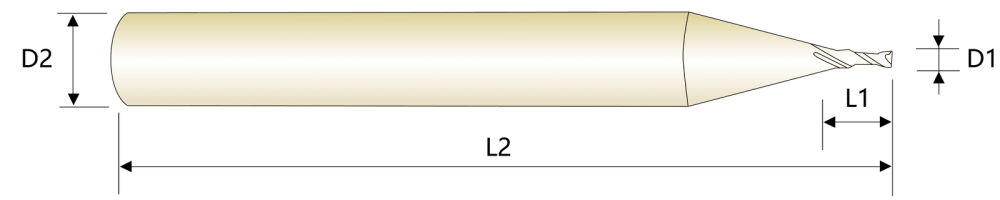 Фреза квадратная концевая микродиаметра HRC60