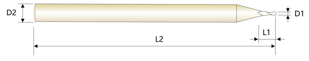 Фреза концевая с шаровым наконечником микродиаметра HRC55