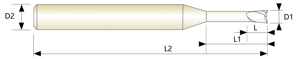 Фреза квадратная концевая с длинной шейкой для алюминия HRC55