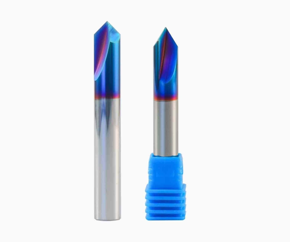 Фреза концевая синяя твердосплавная фасочная HRC55