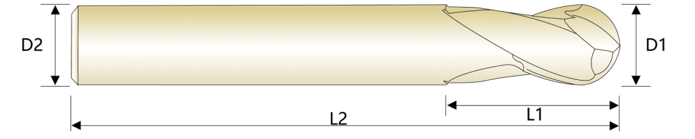 Фреза цветная торцевая с шаровой головкой для алюминия HRC 55